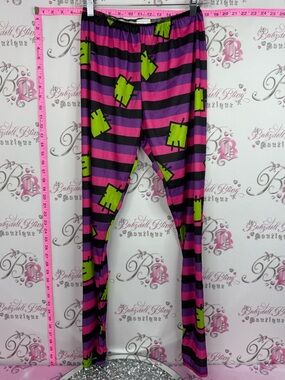 Leggings rag doll Women's Striped Pink & Purple Leggings Green Graphic Accents